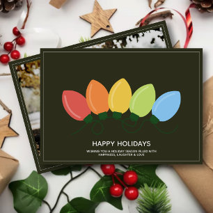 Modern Graphical Lights Christmas Photo Holiday Card