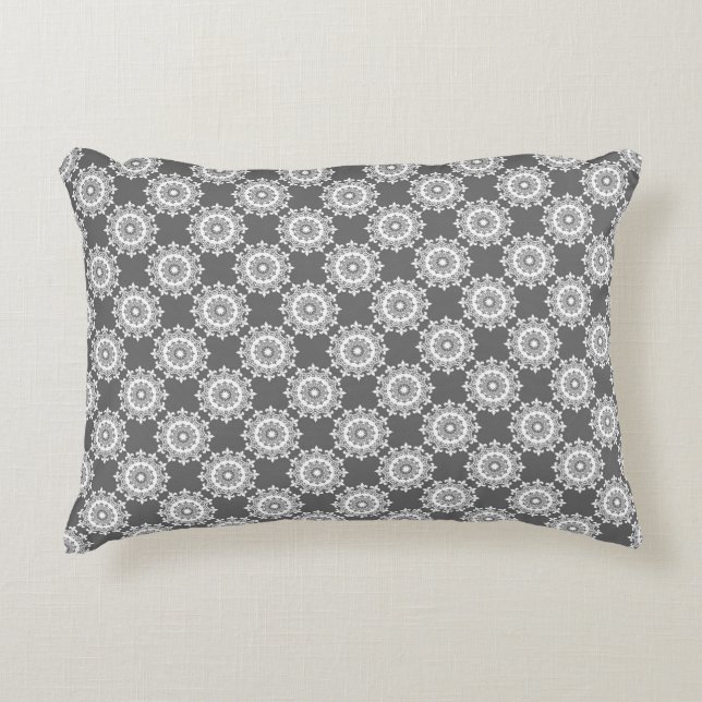 Modern Graphite Damask Pattern Accent Pillow (Front)