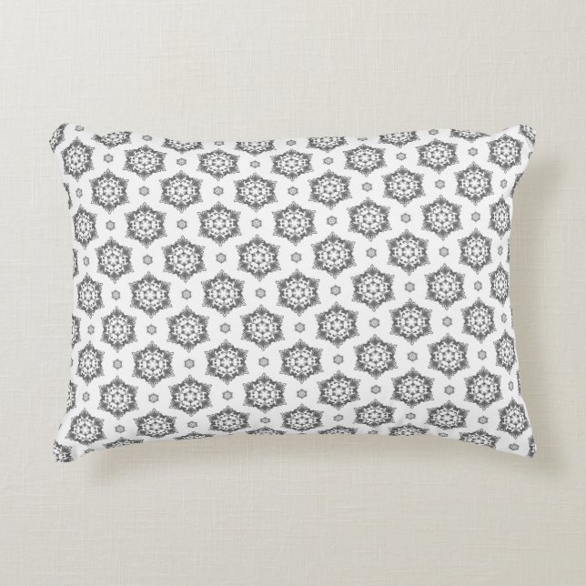 Modern Graphite Damask Pattern Accent Pillow (Front)