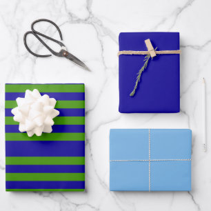 Modern Grass Green and Blue Gifts Wrapping Paper