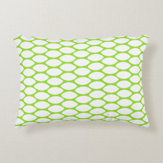 Modern Grass Green White Pattern Accent Pillow