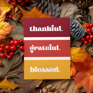 Modern Grateful Thankful Blessed Thanksgiving Postcard