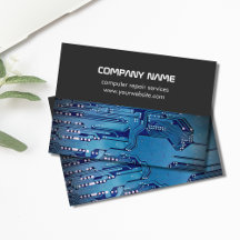 Modern Gray Blue Circuit Board Computer Repair
