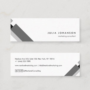 modern gray minimalist geometric pattern mini business card