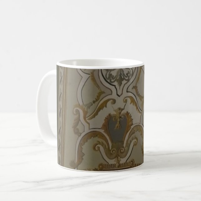 MODERN _GRAY_OCEAN BLUE_ 1 COFFEE MUG Rmdesignflo5 (Front Left)