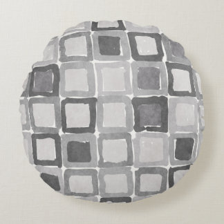 Modern Gray Painted Patches  Round Pillow
