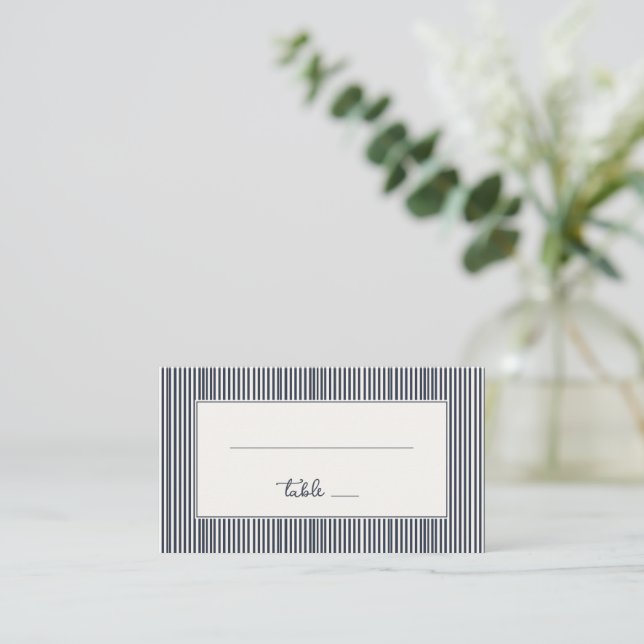 Modern Gray Stripes Place Card (Standing Front)