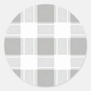 Modern Gray Tone Plaid Pattern Classic Round Sticker