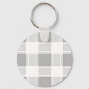 Modern Gray Tone Plaid Pattern Keychain
