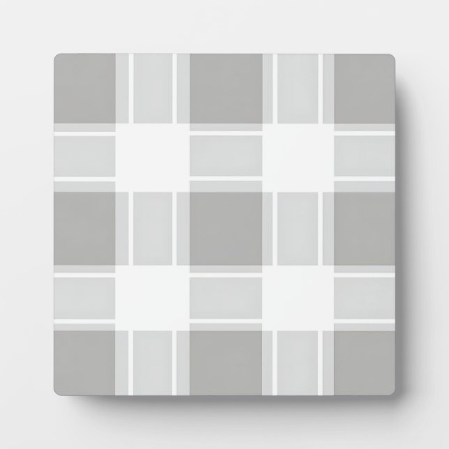 Modern Gray Tone Plaid Pattern Plaque (Front)