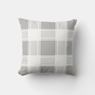 Modern Gray Tone Plaid Pattern Throw Pillow