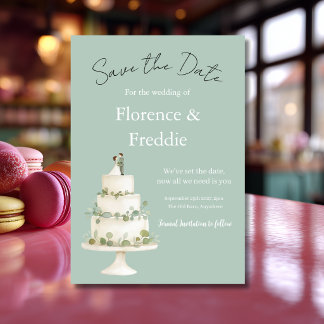Modern Gray Wedding Cake Save The Date Card
