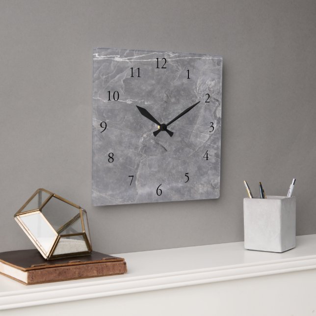 Modern gray white stone rock wall clock (Office)