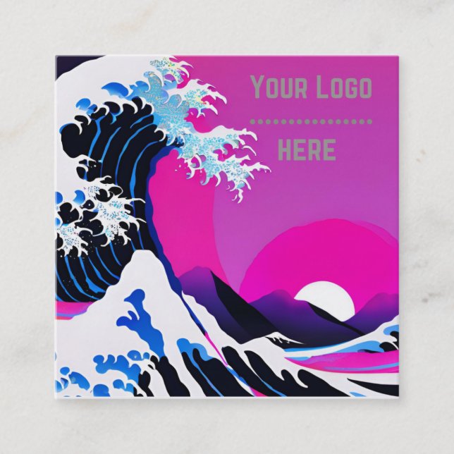 modern great wave square business card (Front)