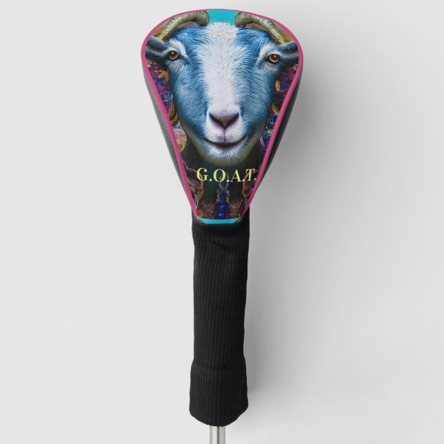 Modern Greatest of All Time Blue Goat  Golf Head Cover (Front)