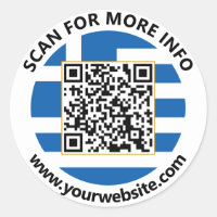 Modern Greece QR Code Stickers, Greek Flag