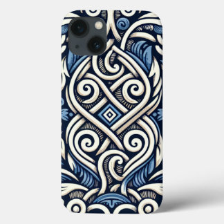 Modern Greek blue and white pattern iPhone 13 Case