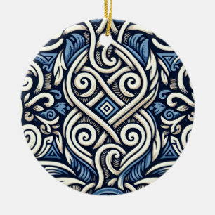 Modern Greek blue and white pattern Ceramic Ornament