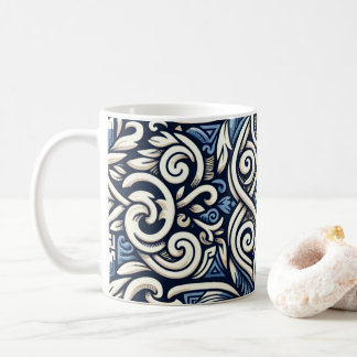 Modern Greek blue and white pattern Coffee Mug