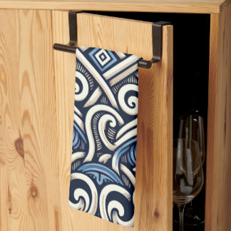 Modern Greek blue and white pattern Kitchen Towel