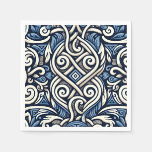 Modern Greek blue and white pattern Napkin