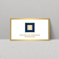 Modern Greek Key Logo Gold/Navy Blue Bordered