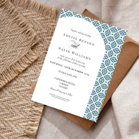 Modern Greek Key Pattern Wedding Invitation
