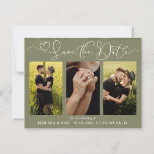 Modern Green 4 Photos Wedding Save the Date