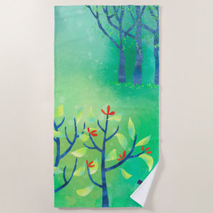 Modern Green Abstract Beach Towel