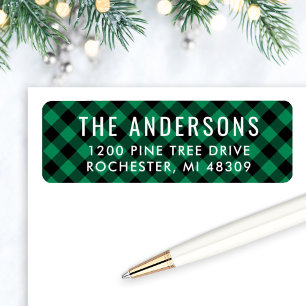 Modern Green and Black Buffalo Plaid Holiday