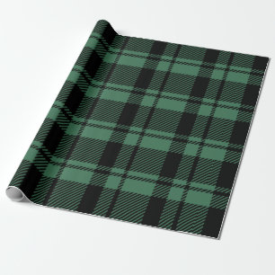 Modern Green and Black Tartan Plaid  Wrapping Paper