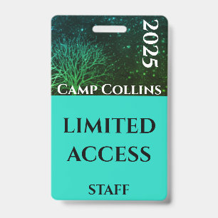 Modern Green and Blue Rustic Camp Staff Badge