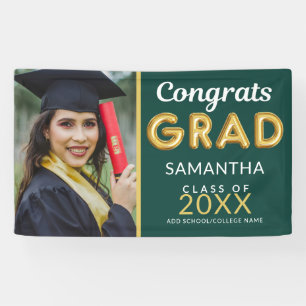Modern Green And Gold 1 Photo Congrats Grad  Banner