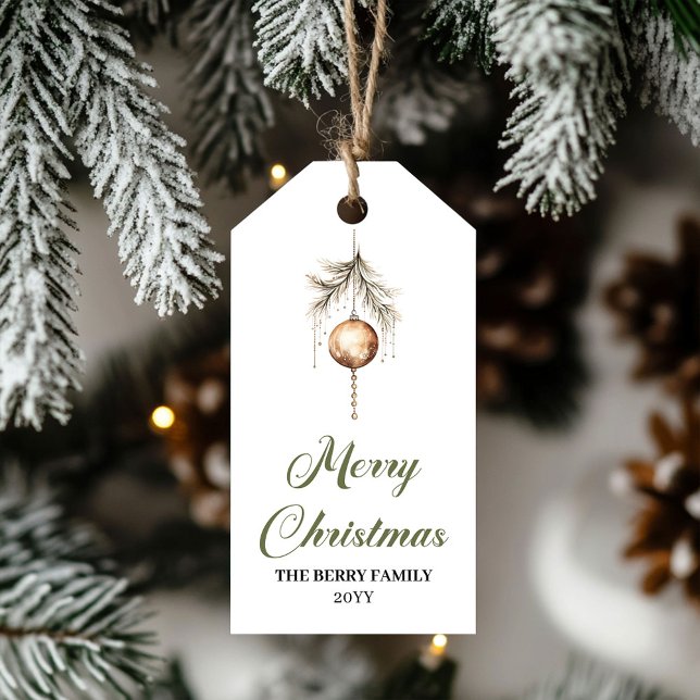 Modern Green and Gold Christmas Ball Gift Label (Modern Green and Gold Christmas Ball Gift Label)
