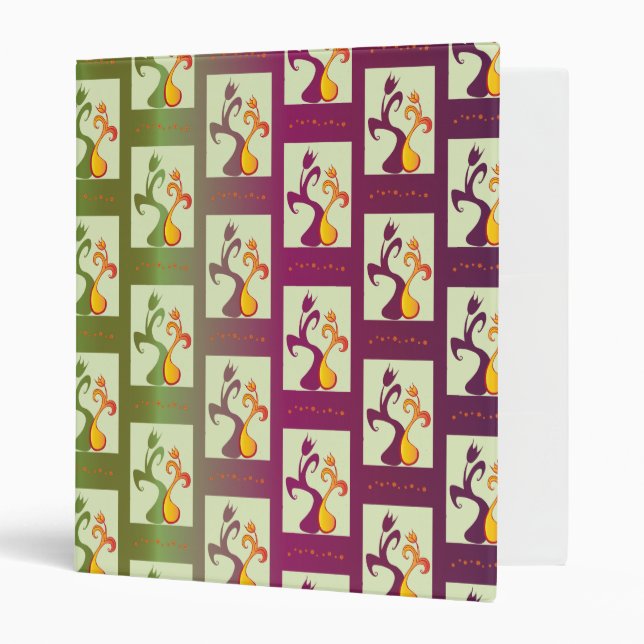 Modern Green and purple Tulip Couple pattern Binder (Front/Inside)