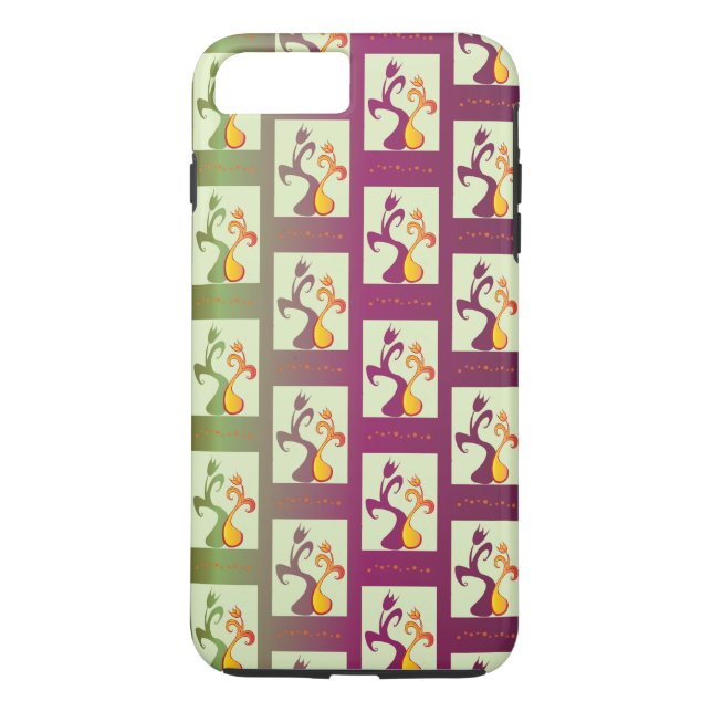 Modern Green and purple Tulip Couple pattern Case-Mate iPhone Case (Back)
