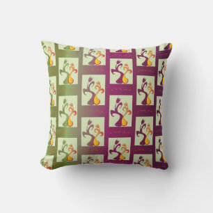 Modern Green and purple Tulip Couple pattern Throw Pillow