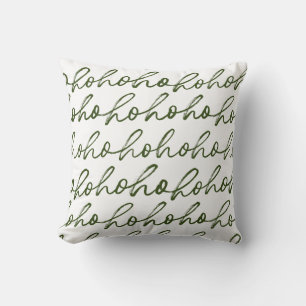 Modern Green and white Christmas Script Pattern Throw Pillow