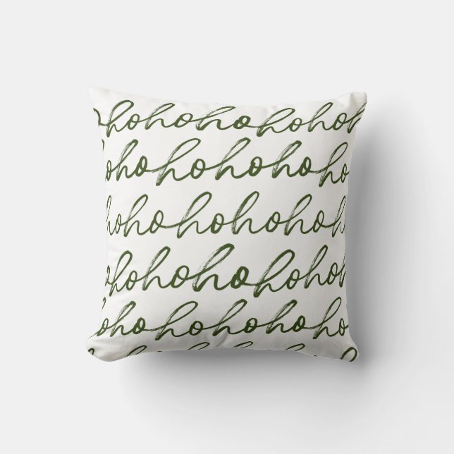 Modern Green and white Christmas Script Pattern  Throw Pillow (Front)