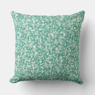 Modern Green And White Glitter Throw Pillow