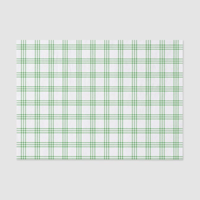 Modern Green and White Plaid Tissue Paper (Front)