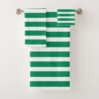 Modern Green and White Stripes  Bath Towel Set