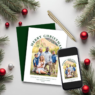 Modern Green Arch Christmas Holiday Photo Card