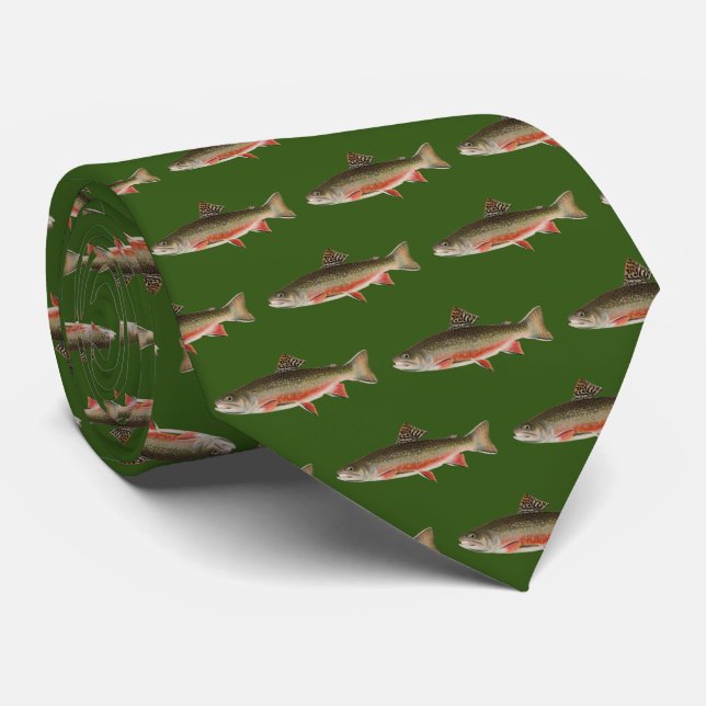 Modern Green Black and Rust Fisherman's Neck Tie (Rolled)