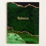 Modern Green Black & Gold Agate Personalize Planner<br><div class="desc">Beautiful modern green, black and gold agate crystal graphic. Personal planning is the way to achieve your goal and be more productive. With this glamourous planner you can look great while making your dreams and goals come true. Customize with your name or give as a gift to family or friends...</div>