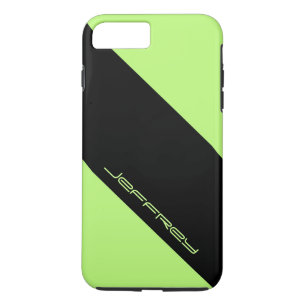 Modern Green & Black One Stripe, Personalized Name iPhone 8 Plus/7 Plus Case