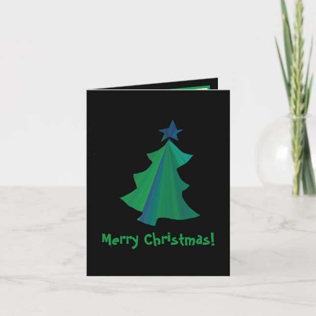 Modern Green Blue Black Christmas Tree Card (Front)