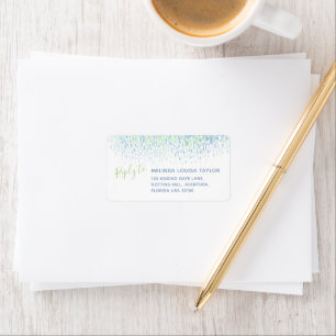 Modern green blue watercolor dabs address label