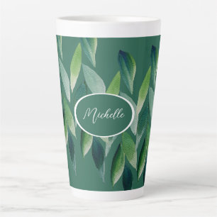 Modern Green Bohemian Nature Latte Mug