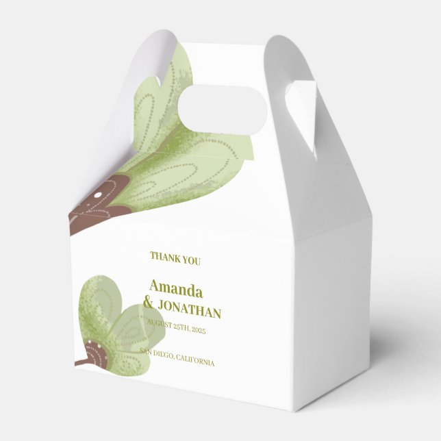 Modern Green Boho Calligraphy Wedding Thank You Favor Box (Front Side)